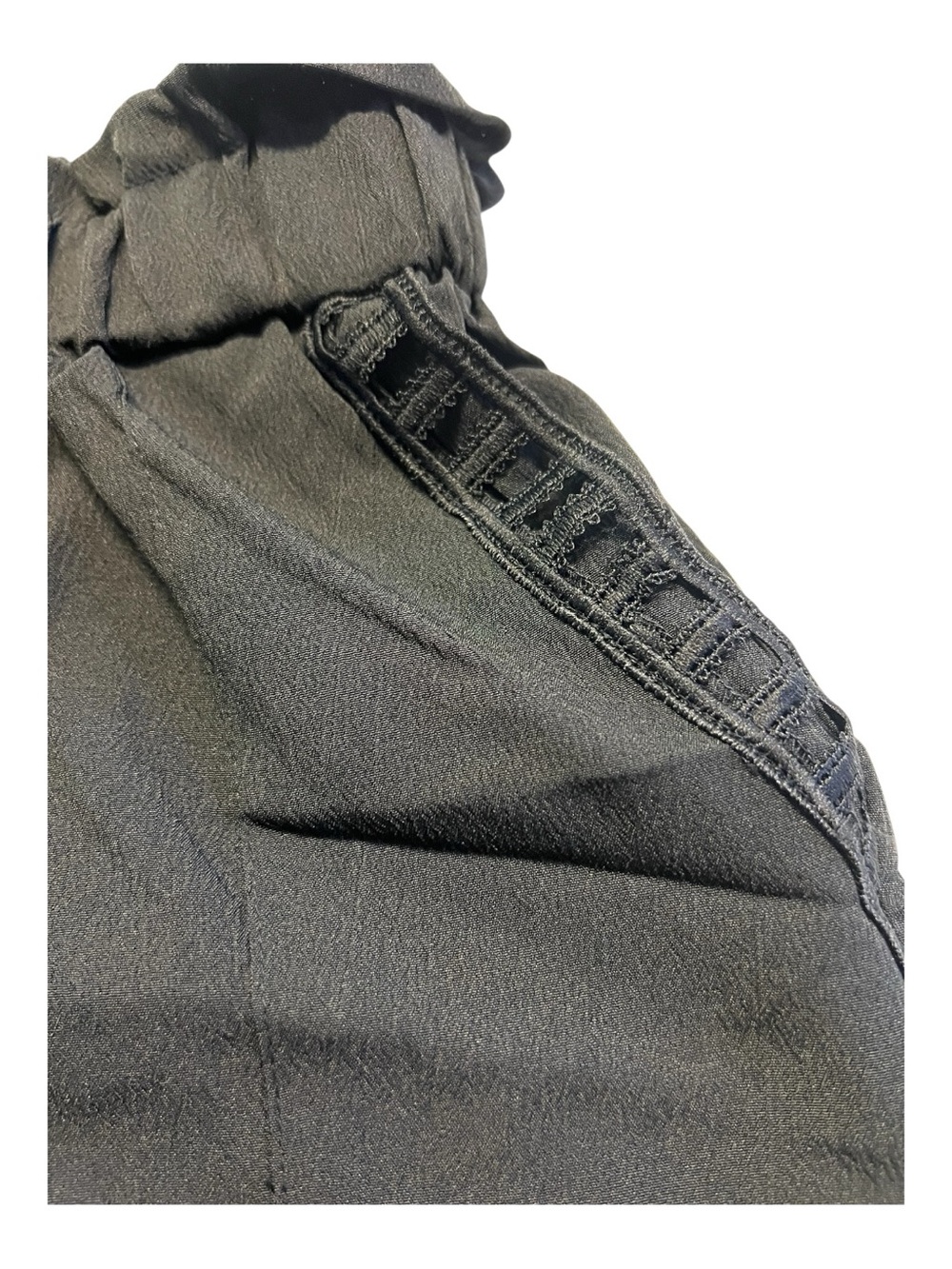 NWOT Black Paperbag Waist Shorts Hollow Out Hem Detail | Size M - Picture 3 of 9